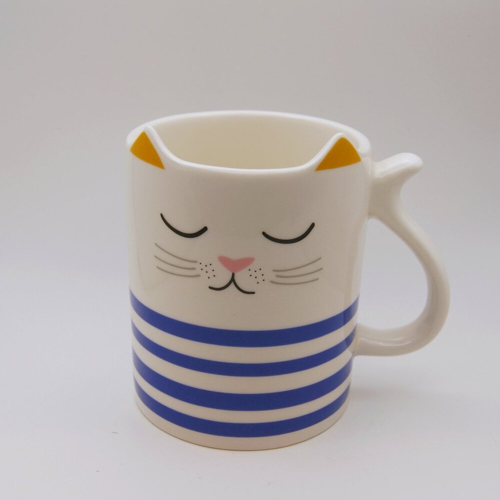 Parker Lane Striped Blue Cat/Kitty Mug